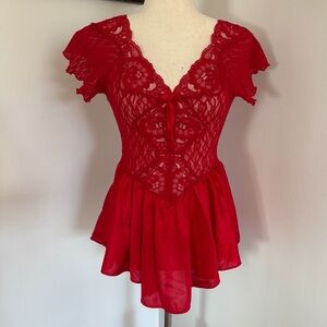 Red Lace Ballerina Babydoll